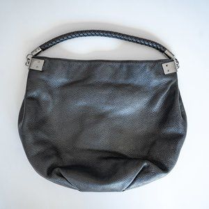 Black Leather Bag purse, with silver, Halogen